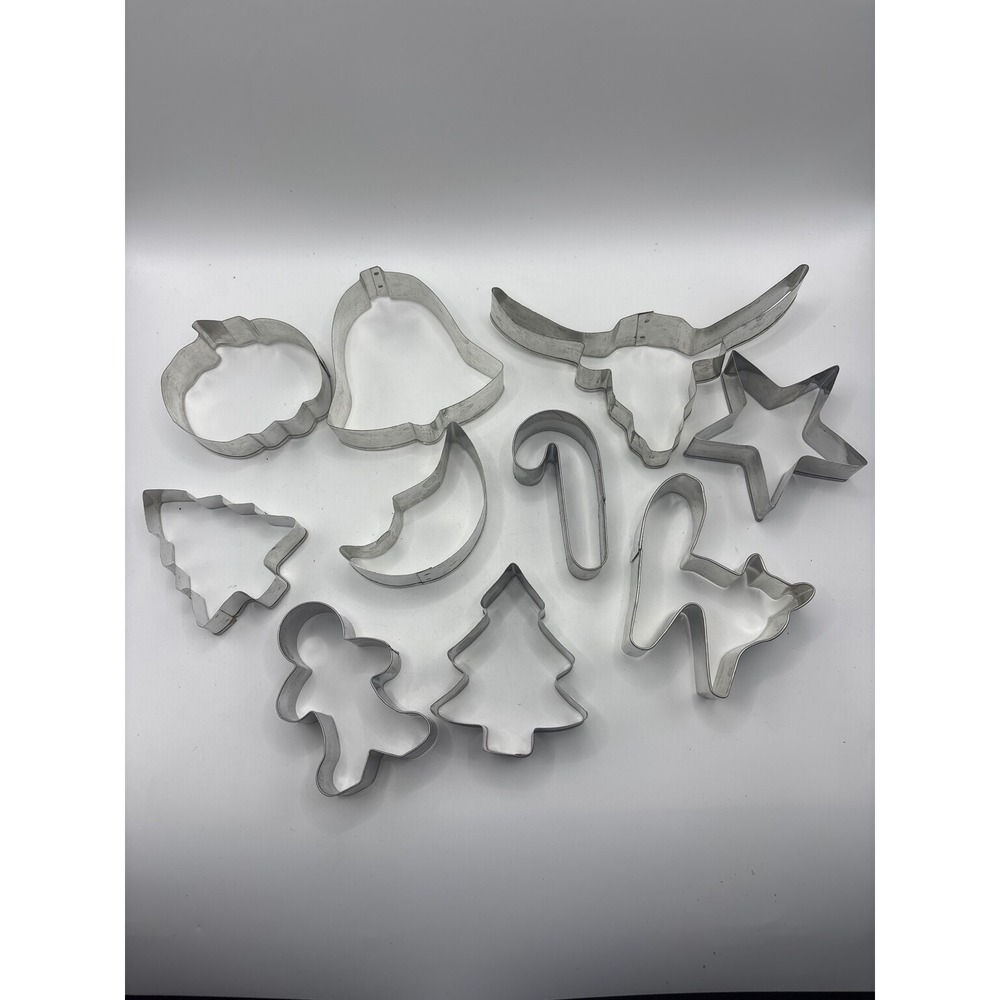 Metal Cookie Cutter Set 10pc Longhorn Skull Gingerbread Star Holiday Tin